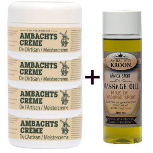 4 potten Ambachtscreme + 1x Arnica Sport Massageolie 200ml